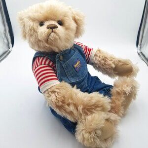 Signed Ann E Cranshaw Mohair bear w/ Osh Kosh Overalls "Keegan" Rare